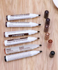 Walnut Wood Repair Marker Upgrade Kit For Fast Furniture Scratch Fix Pen With Wax Sticks And Sealant on wooden surface