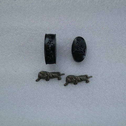 Dope Samurai Sword Tsuba Fuchi Kashira Menuki Iron Set TDZH02, showcasing detailed design of iron alloy koshirae parts