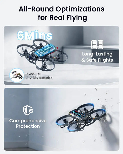Dope ELRS FPV Whoop Drone RTF with comprehensive protection and 6 minutes flight time in indoor setting