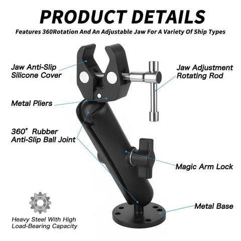 Stabilizer Mount For Trolling Motors Reduces Bounce And Vibration On Rough Rides 360 Degree Adjustable Bracket With Non Slip Silicone Cap