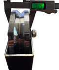 Close-up of 6 In Chrome Plated Steel V Groove Wheel With Box Mount featuring a precision measurement of its axle.