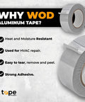 Aluminum Foil Tape 12 Inch By 50 Yards Heat Shield Reflective Sealant for HVAC Ducts Pipes And Metal Insulation Repairs image.