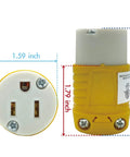 Heavy Duty 5-15P To 5-15R Extension Cord End Kit Plug And Play Replacement Plug And Connector Set NEMA dimensions shown