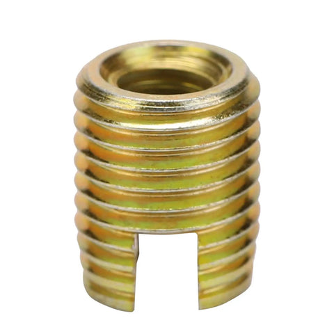 Beefy Self Tapping Threaded Inserts Kit 20 Pcs Carbon Steel Screw Repair Set, slotted insert close-up