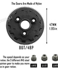 Durable 86T 48P spur gear set with 19T 21T 23T pinions and slipper clutch for 1/10 Slash Rustler Stampede Bandit 2WD VXL