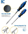 Pro Grade Magnetic Screwdriver Set With Nichrome Tips 12 Piece Kit showing non-slip handle and strong magnetic tip