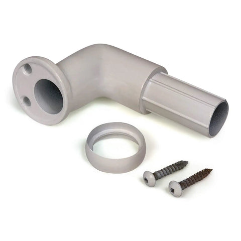 No Sweat 10 Ft Wall Mounted Aluminum Handrail In Gloss White With Returns, including a mounting bracket and screws.