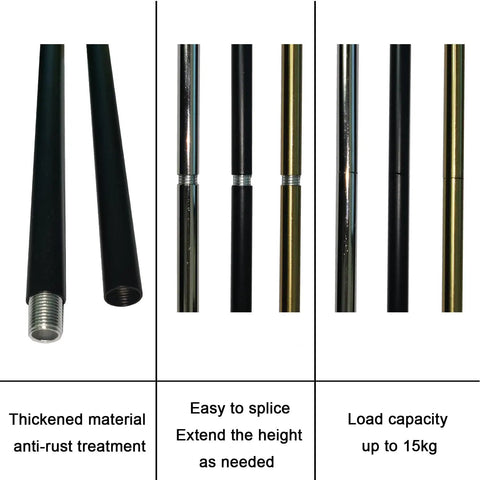 Matte Black M12 Threaded Extension Rod For Pendant Lights And Chandeliers Downrod, anti-rust, splicing feature shown.