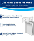 Click On 4 Pack Wire Shelf End Brackets For Closets And Garages Along With Heavy Duty Rack Clips And Built In Screws, white plastic design.