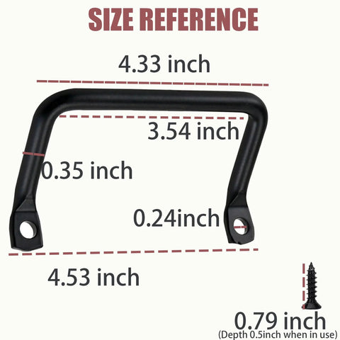 Size reference for Matte Black Cabinet Hardware Handle Pull Set Of 4 For Cabinets And Drawers, includes screws