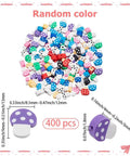 Polymer Clay Mushroom Beads Kit With 400 Mixed Color Beads, Handmade Mushroom Shapes, Vegetable Theme Spacer Charms