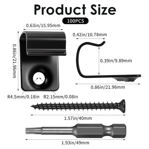 Heavy Duty Stainless Steel Starter Deck Clips With Universal Hidden Z Fasteners And No Sweat Torx Screws For Rock Solid Composite Wood American Backyard Decking Builds product size image with dimensions.