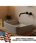 Pro Grade Water Based Concrete Countertop Sealer Kit Food Safe Formula applied to a modern white sink with a rustic wooden countertop.