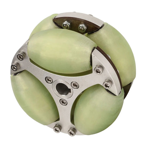 Heavy duty omni wheel 360 rotation with double row aluminum design for robots, carts, and conveyors up to 80kg load capability.