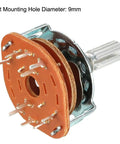 Rad 2 Pole 4 Position Band Selector Rotary Switch For Radio TV And Industrial Control Panels, 9mm mount, 6mm shaft, 10 pins.