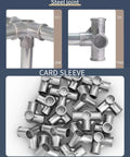 Steel joints for portable closet wardrobe, used for structural support and stability, showcasing their durable design.