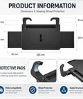 Dimensions of Solid Cruiser Steering Desk For Tesla Cybertruck Foundation Series 2024 To 2026 with protective pads for wheel safety.