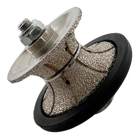 1-1/4 Inch Full Bullnose Diamond Hand Profile Wheel For Granite Marble And Stone With 40 50 Grit, V Shape Edge, 5/8-11 Arbor