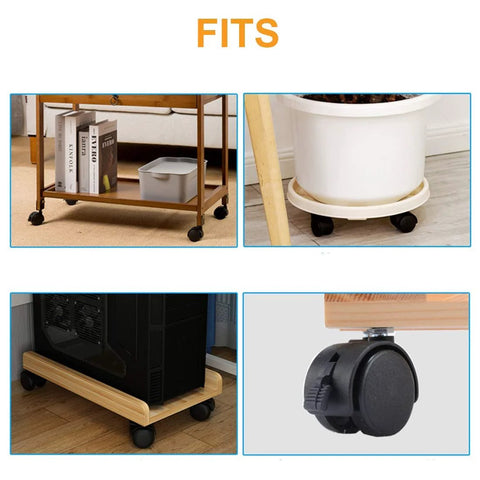 Furniture with 4 Pieces M8 Swivel Stem Caster Wheels With Locking Brakes Nylon Replacement Caster For Furniture Wheel Diameter 39mm