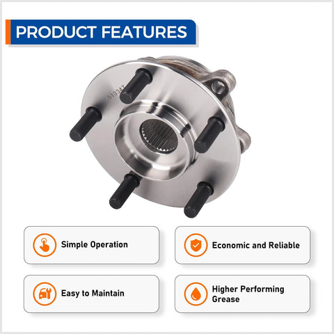 Front Wheel Hub Bearing Assembly Plug And Play Direct Fit Replacement For Mazda 6 2014 2019 And Mazda CX 5 2013 2022 With Easy Install And Durable Steel Construction, showing front view with steel construction and product features