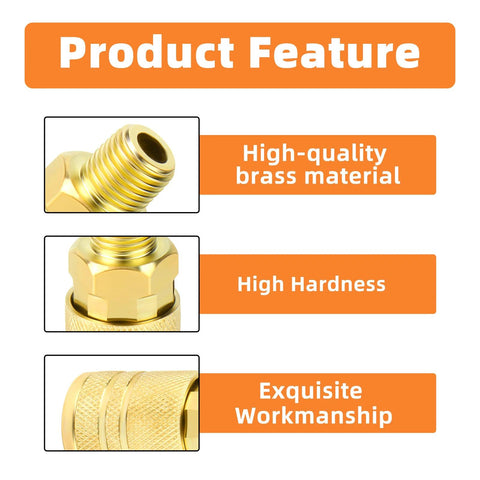 GASHER 12-piece brass 1/4-inch male quick-connect air coupler with NPT threads