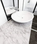 Bathroom vanity with Gray White Marble Peel N Stick Contact Paper 160 By 36 Inch Waterproof Countertop Wallpaper