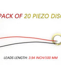 Pack Of 20 20mm Piezo Discs Transducers With 3.94 Inch Leads For Drum Triggers And Acoustic Piezo Pickup, shown with lead wires
