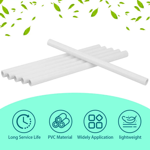 Six-Piece Three Quarter Inch PVC Pipe 17 Inch Long Schedule 40 White For Home DIY Projects