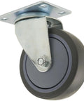 Four Inch TPR Rubber Swivel Caster Wheels Heavy Duty Non Marking Rollers For Office Furniture Carts And Healthcare Stations visible from side angle.