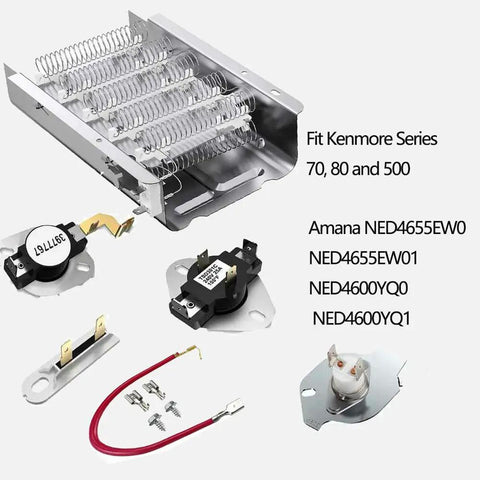 Dryer Heating Element Kit For Your Dryers With Kenmore Series 70 80 500 And Amana Models NED4655EW NED4600YQ Replacement Parts