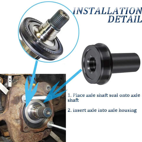 Ford 6695 Axle Shaft Installer showing installation details on 1998 to 2004 F Series 4x4 wheel knuckle vacuum oil seal tool
