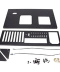 Open Air PC Case Frame For ATX Micro ATX And ITX Motherboards parts laid out, showing panels and screws for easy assembly.