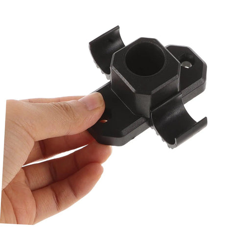 Heavy Duty 4 Pack Furniture Leg Mount Brackets Corner Connector Hardware for Table Chair Camping Stool Repair, black plastic connector.