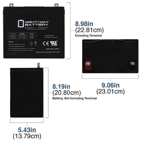 Ready To Roll 12V 55Ah Deep Cycle Battery Group 22NF Sealed Lead Acid Marine Pack dimensions and features overview.