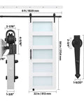 Sliding Barn Door 32x84 Modern Farmhouse Vibe With Glass Panel And MDF Core Includes Hardware Kit Water Resistant PVC Coating Easy Install H Frame Smooth Glide For Living Spaces