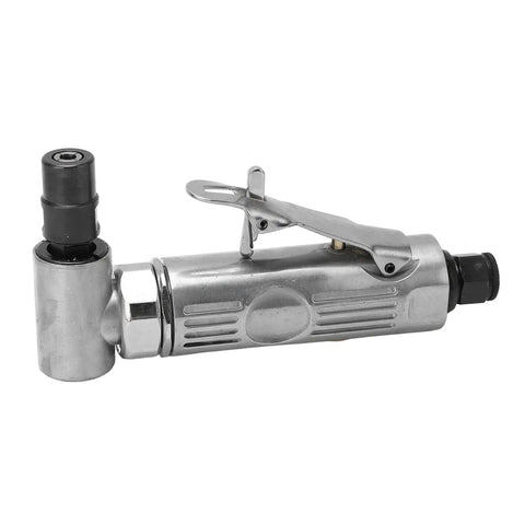 Heavy Duty 90 Degree Pneumatic Air Die Grinder With 0.3 HP Motor And Lightning Fast 20000 Rpm Speed Tough As Nails Tungsten Steel Build, angled view.