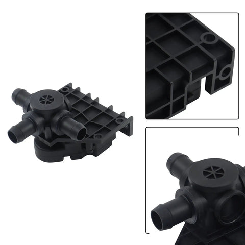 Hella Solid Tesla Model X Three Way Heater Control Valve Replacement For 2016 Through 2021, black plastic valve component.