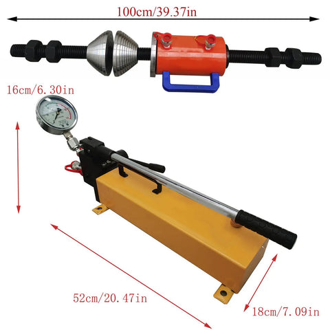 30 Ton Excavator Sleeve Pressing Machine showing hydraulic pump and pressing tool with pressure gauge, for shaft sleeve repair.