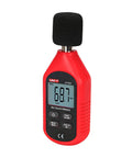 UT353 Decibel Meter Portable Digital Sound Level Meter 30 To 130 dB With Max Min Fast Slow Data Hold LCD Backlit Auto Power Off Lightweight Ergonomic Design For On The Go, red handheld sound meter with foam mic