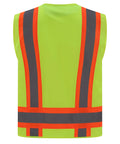 Kickin Hard On The Job With This Blaze Bright Hi Vis Safety Vest Packing 360 Degree Reflective Strips built tough, shown from the back.