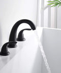 Matte Black Roman Tub Faucet With Valve Three Hole Deck Mount High Flow Tub Filler That Fills Up Fast For A Quick Bath 12.16 GPM At 60 PSI Durable Universal Finish For Modern Bathrooms
