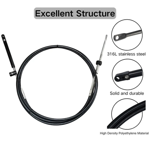 Remote Control Throttle Cable For Outboard Motors 10 Ft Gen I Shift Cable Replacement With Stainless Steel Inner Wire