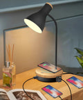 Metal Desk Lamp With Dope Wireless Charging Pad And USB Port 3 Way Dimmable Arc Bedside Light Touch Control Reading Lamp for bedroom