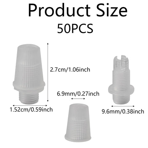 50 Pairs Plastic Pendant Lighting Strain Reliefs For Lamp Sockets M10 Cable Glands with measurements, transparent plastic