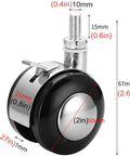 Smooth As Butter Replacement Casters For Boss Office Chairs With 2 Inch Twin Swivel Wheels Heavy Duty Plastic And Metal Silent Rolling hard floor safe caster showing dimensions and structure.