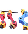 Universal Cnc Mill Machine Positioner With Dead On Accurate Adjustable Workpiece Stop Block, colorful aluminum parts for precision work.