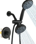 High Pressure Rain and Handheld Shower Head System With Valve, 48 Settings, Dual 2 In 1 Spray, 3 Way Diverter in matte black