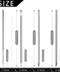 Four different sizes of screwdriver bits ranging from 1.5mm to 3.0mm, focus on 1.5mm Hex Screwdriver Bit Set 4 Piece Precision Pro Grade Anti Stripping Allen Key Bits Heavy Duty Steel For RC Cars Drones 3C Gear DIY Projects And Furniture Repair, with length measurements shown vertically next to each bit.
