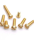 Pro Move 10 Piece Din84 Brass Cheese Head Slotted Machine Screws Assortment Kit, brass screws with slotted heads, ideal for DIY projects.