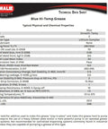 Technical data sheet for Blue High Temp Grease Grade Two That Stays Put Under Extreme Pressure And Water Washout Resistance 14 Oz Tube